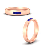 Load image into Gallery viewer, princess-cut-3-stone-sapphire-mens-wedding-ring-in-rose-gold-fdm10340prgsablangle3-nl-rg