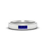Load image into Gallery viewer, princess-cut-3-stone-sapphire-mens-wedding-ring-in-white-gold-fdm10340prgsabl-nl-wg