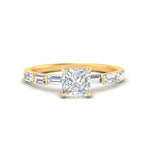 Load image into Gallery viewer, Baguette Thin Band Engagement Ring Princess Cut