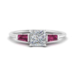 Load image into Gallery viewer, princess-cut-bar-baguette-3-stone-pink-sapphire-engagement-ring-in-FDENS100PRRGSADRPI-NL-WG