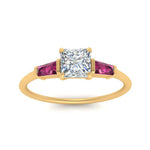 Load image into Gallery viewer, princess-cut-bar-baguette-3-stone-pink-sapphire-engagement-ring-in-FDENS100PRRGSADRPI-NL-YG