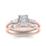 Load image into Gallery viewer, princess-cut-bar-set-diamond-ring-with-matching-3-baguette-wedding-band-in-FDENS100PR-NL-RG
