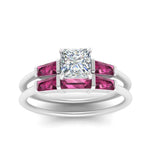 Load image into Gallery viewer, princess-cut-bar-set-pink-sapphire-ring-with-matching-3-baguette-wedding-band-in-white-gold-FDENS100PRGSADRPIANGLE5-NL-WG