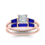 Load image into Gallery viewer, princess-cut-bar-set-sapphire-ring-with-matching-3-baguette-wedding-band-in-rose-gold-FDENS100PRGSABLANGLE5-NL-RG