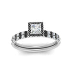 Load image into Gallery viewer, princess-cut-black-diamond-halo-wedding-ring-set-in-white-gold-FD8523PRGBLACK-NL-WG