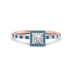 Load image into Gallery viewer, princess-cut-blue-topaz-halo-petite-engagement-ring-in-rose-gold-FD8523PRRGICBLTOANGLE3-NL-RG