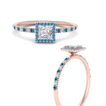 Load image into Gallery viewer, princess-cut-blue-topaz-halo-petite-engagement-ring-in-rose-gold-FD8523PRRGICBLTOANGLE3-NL-RG