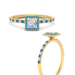 Load image into Gallery viewer, princess-cut-blue-topaz-halo-petite-engagement-ring-in-yellow-gold-FD8523PRRGICBLTOANGLE3-NL-YG
