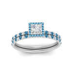 Load image into Gallery viewer, princess-cut-blue-topaz-halo-wedding-ring-set-in-white-gold-FD8523PRGICBLTO-NL-WG