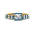 Load image into Gallery viewer, princess-cut-blue-topaz-halo-wedding-ring-set-in-yellow-gold-FD8523PRGICBLTO-NL-YG
