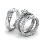 Load image into Gallery viewer, princess-cut-diamond-engraved-trio-matching-diamond-wedding-sets-in-18K-white-gold-FD8225TPRANGLE2-NL-WG?v=1756184720