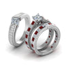 Load image into Gallery viewer, princess-cut-diamond-engraved-trio-matching-diamond-wedding-sets-with-ruby-in-950-Platinum-FD8225TPRGRUDRANGLE2-NL-WG?v=1756184721