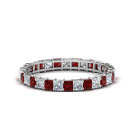 Load image into Gallery viewer, princess-cut-diamond-eternity-ring-1.50-carat-with-ruby-in-white-gold-FDEWB8675PR-1.50CTGRUDR-NL-WG