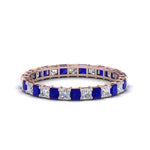 Load image into Gallery viewer, princess-cut-diamond-eternity-ring-1.50-carat-with-sapphire-in-rose-gold-FDEWB8675PR-1.50CTGSABL-NL-RG