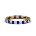 Load image into Gallery viewer, princess-cut-diamond-eternity-ring-1.50-carat-with-sapphire-in-yellow-gold-FDEWB8675PR-1.50CTGSABL-NL-YG