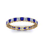 Load image into Gallery viewer, princess-cut-diamond-eternity-ring-1.50-carat-with-sapphire-in-yellow-gold-FDEWB8675PR-1.50CTGSABLANGLE5-NL-YG