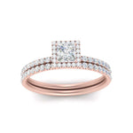 Load image into Gallery viewer, princess-cut-diamond-halo-wedding-ring-set-in-rose-gold-FD8523PR-NL-RG