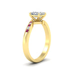 Load image into Gallery viewer, princess-cut-diamond-swirl-channel-set-pink-sapphire-wedding-ring-in-yellow-gold-FDENS4028PRRGSADRPIANGLE2-NL-YG.jpg?v=1754995971