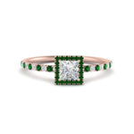 Load image into Gallery viewer, princess-cut-emerald-halo-petite-engagement-ring-in-rose-gold-FD8523PRRGEMGRANGLE3-NL-RG