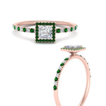 Load image into Gallery viewer, princess-cut-emerald-halo-petite-engagement-ring-in-rose-gold-FD8523PRRGEMGRANGLE3-NL-RG