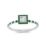 Load image into Gallery viewer, princess-cut-emerald-halo-petite-engagement-ring-in-white-gold-FD8523PRRGEMGRANGLE3-NL-WG