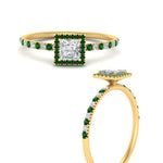 Load image into Gallery viewer, princess-cut-emerald-halo-petite-engagement-ring-in-yellow-gold-FD8523PRRGEMGRANGLE3-NL-YG
