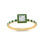 Load image into Gallery viewer, princess-cut-emerald-halo-petite-engagement-ring-in-yellow-gold-FD8523PRRGEMGRANGLE3-NL-YG