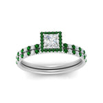 Load image into Gallery viewer, princess-cut-emerald-halo-wedding-ring-set-in-white-gold-FD8523PRGEMGR-NL-WG