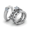 Load image into Gallery viewer, princess-cut-engraved-trio-matching-diamond-wedding-sets-with-black-diamond-in-14K-white-gold-FD8225TPRGBLACKANGLE2-NL-WG?v=1756184721