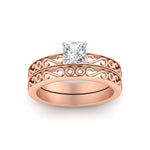 Load image into Gallery viewer, princess-cut-filigree-single-stone-diamond-wedding-ring-set-in-rose-gold-FDENS3289PRANGLE5-NL-RG.jpg?v=1763371080