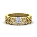 Load image into Gallery viewer, princess-cut-filigree-single-stone-diamond-wedding-ring-set-in-yellow-gold-FDENS3289PR-NL-YG.jpg?v=1763371080