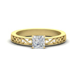 Load image into Gallery viewer, princess-cut-filigree-single-stone-engagement-ring-in-yellow-gold-FDENS3289PRR-NL-YG.jpg?v=1763370606