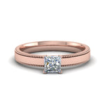 Load image into Gallery viewer, Single Stone Princess Cut Milgrain Engagement Ring