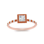 Load image into Gallery viewer, princess-cut-orange-sapphire-halo-petite-engagement-ring-in-rose-gold-FD8523PRRGSAORANGLE3-NL-RG