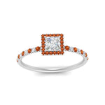 Load image into Gallery viewer, princess-cut-orange-sapphire-halo-petite-engagement-ring-in-white-gold-FD8523PRRGSAORANGLE3-NL-WG