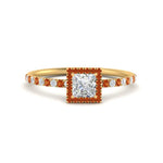 Load image into Gallery viewer, princess-cut-orange-sapphire-halo-petite-engagement-ring-in-yellow-gold-FD8523PRRGSAORANGLE3-NL-YG