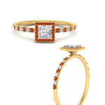 Load image into Gallery viewer, princess-cut-orange-sapphire-halo-petite-engagement-ring-in-yellow-gold-FD8523PRRGSAORANGLE3-NL-YG