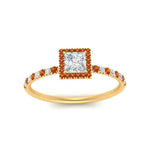 Load image into Gallery viewer, princess-cut-orange-sapphire-halo-petite-engagement-ring-in-yellow-gold-FD8523PRRGSAORANGLE3-NL-YG