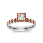 Load image into Gallery viewer, princess-cut-orange-sapphire-halo-wedding-ring-set-in-white-gold-FD8523PRGSAOR-NL-WG