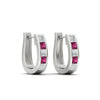 Load image into Gallery viewer, princess-cut-pink-sapphire-channel-set-hoops-earrings-white-gold-fdear1018gsadrpiangle5-nl-wg.jpg