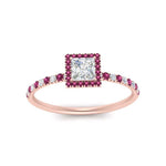 Load image into Gallery viewer, princess-cut-pink-sapphire-halo-petite-engagement-ring-in-rose-gold-FD8523PRRGSADRPIANGLE3-NL-RG