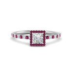 Load image into Gallery viewer, princess-cut-pink-sapphire-halo-petite-engagement-ring-in-white-gold-FD8523PRRGSADRPIANGLE3-NL-WG