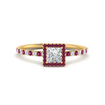 Load image into Gallery viewer, princess-cut-pink-sapphire-halo-petite-engagement-ring-in-yellow-gold-FD8523PRRGSADRPIANGLE3-NL-YG