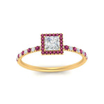 Load image into Gallery viewer, princess-cut-pink-sapphire-halo-petite-engagement-ring-in-yellow-gold-FD8523PRRGSADRPIANGLE3-NL-YG