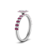 Load image into Gallery viewer, princess-cut-pink-sapphire-halo-wedding-ring-set-in-white-gold-FD8523PRGSADRPI-NL-WG