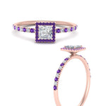 Load image into Gallery viewer, princess-cut-purple-topaz-halo-petite-engagement-ring-in-rose-gold-FD8523PRRGVITOANGLE3-NL-RG