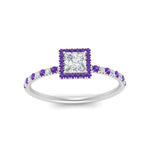Load image into Gallery viewer, princess-cut-purple-topaz-halo-petite-engagement-ring-in-white-gold-FD8523PRRGVITOANGLE3-NL-WG