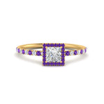 Load image into Gallery viewer, princess-cut-purple-topaz-halo-petite-engagement-ring-in-yellow-gold-FD8523PRRGVITOANGLE3-NL-YG