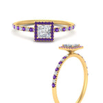 Load image into Gallery viewer, princess-cut-purple-topaz-halo-petite-engagement-ring-in-yellow-gold-FD8523PRRGVITOANGLE3-NL-YG