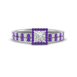 Load image into Gallery viewer, princess-cut-purple-topaz-halo-wedding-ring-set-in-white-gold-FD8523PRGVITO-NL-WG